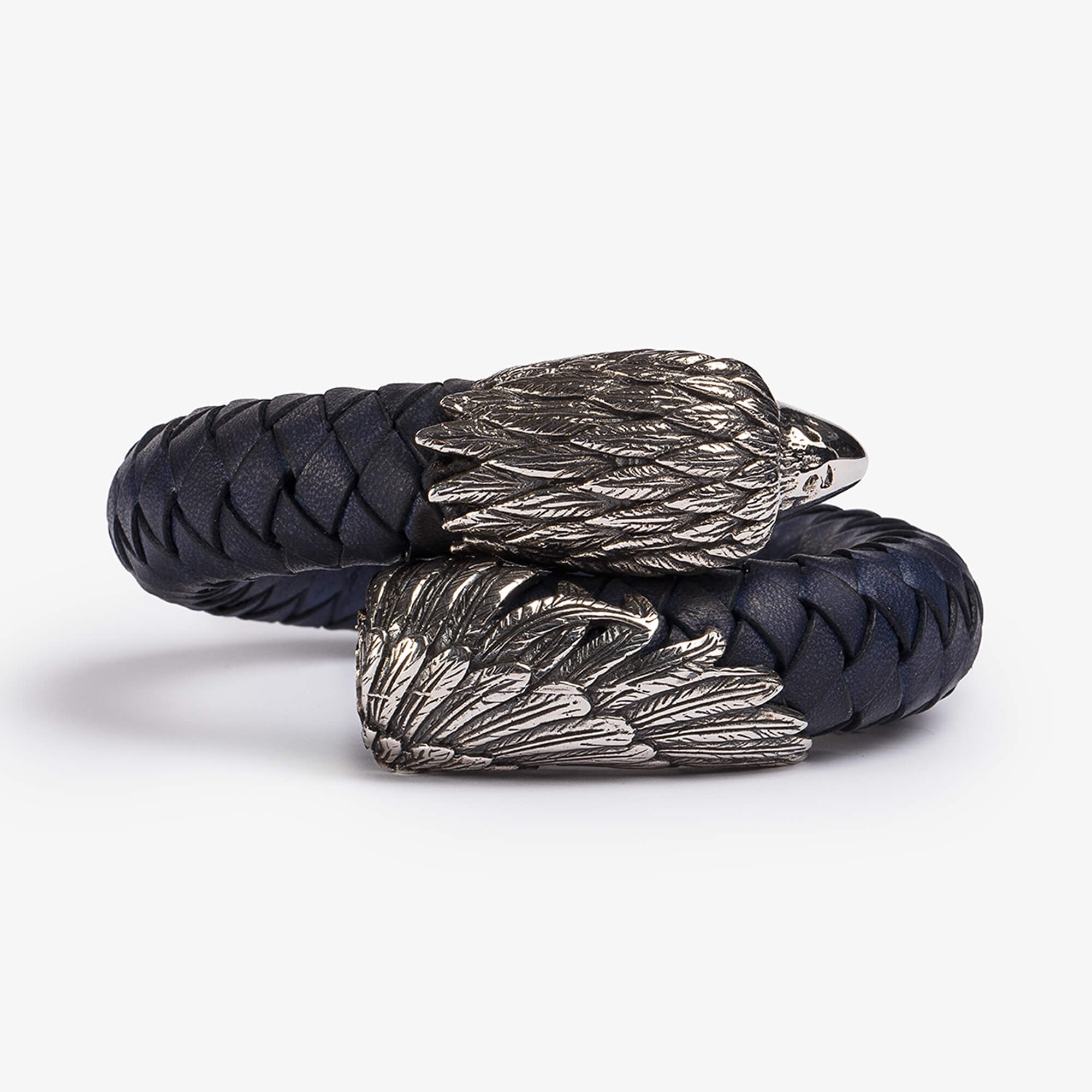 Bracciale Ziz Pelle e Argento Deep Blue dettaglio