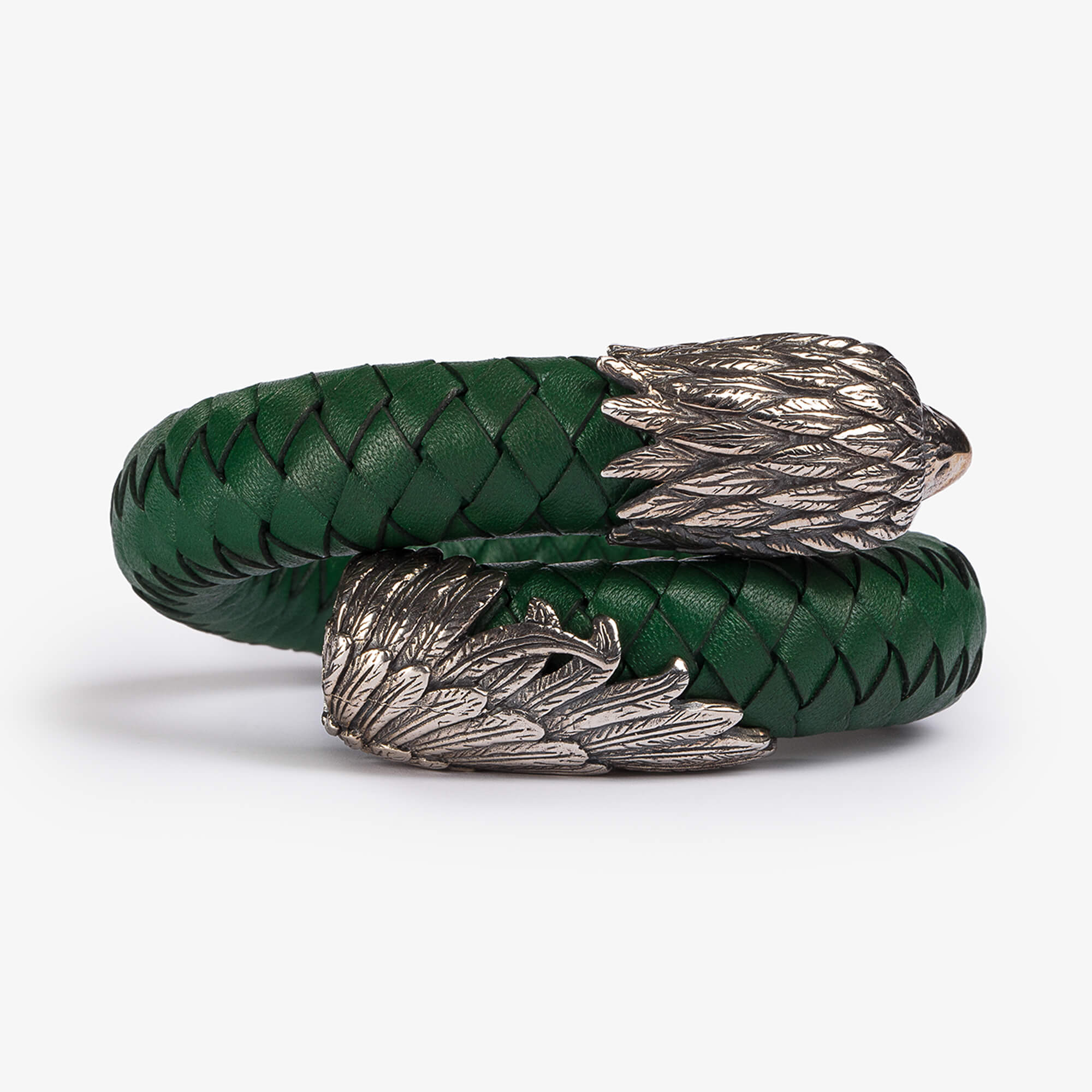 Bracciale Ziz Pelle e Argento Verde dettaglio